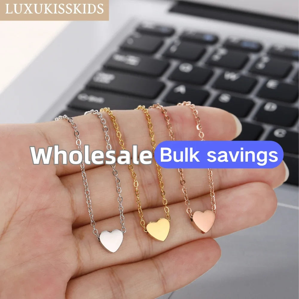 Simple Heart Pendant Necklace | Stainless Steel Clavicle Choker for Girls