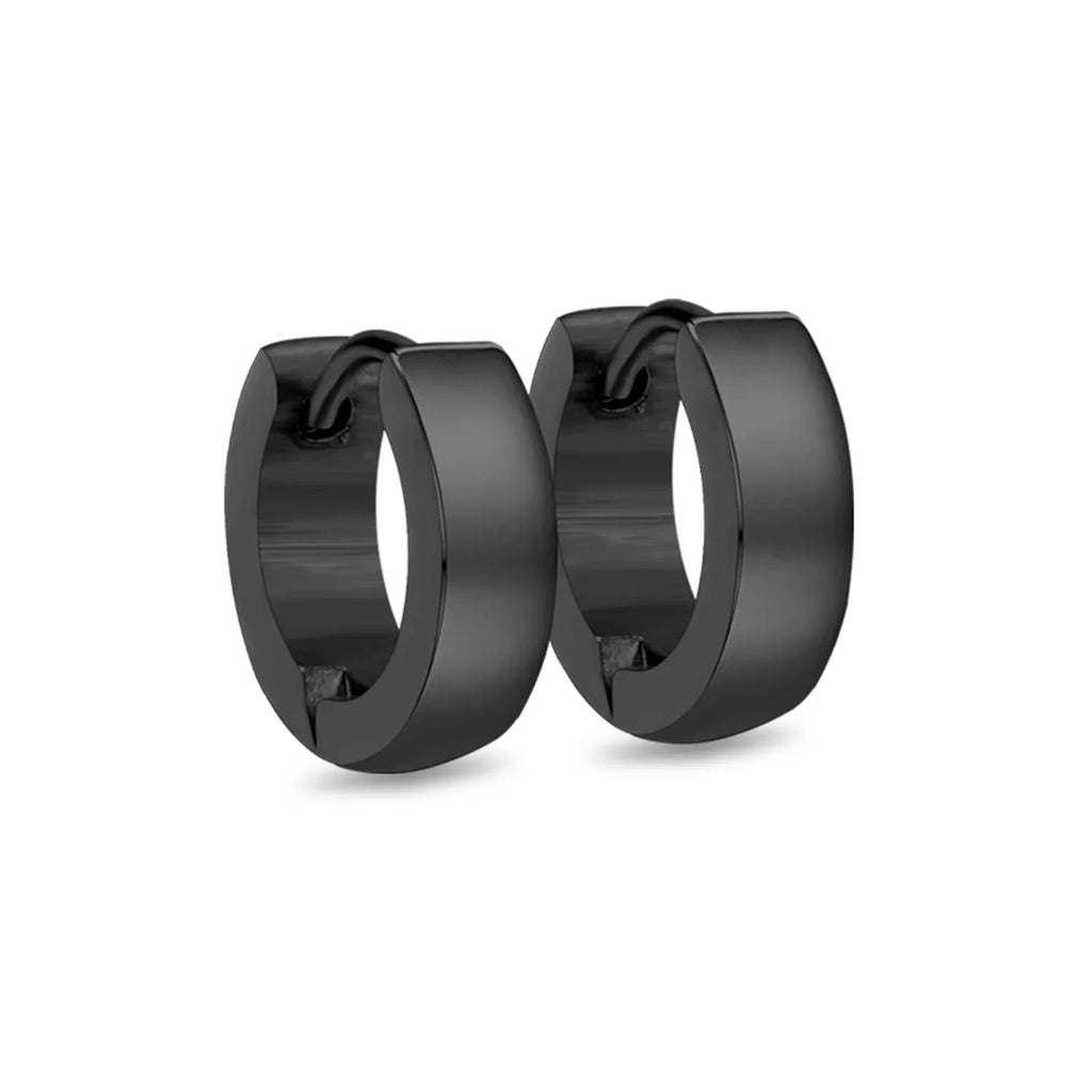 Solid Smooth Hoop Earrings Rosegold Black Stainless Steel Simple Round Ear Clips | Unisex Fashion Jewelry