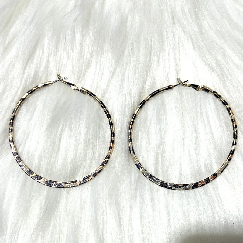 Pink Leopard Print Round Hoop Earrings | Y2K Vintage Punk Jewelry