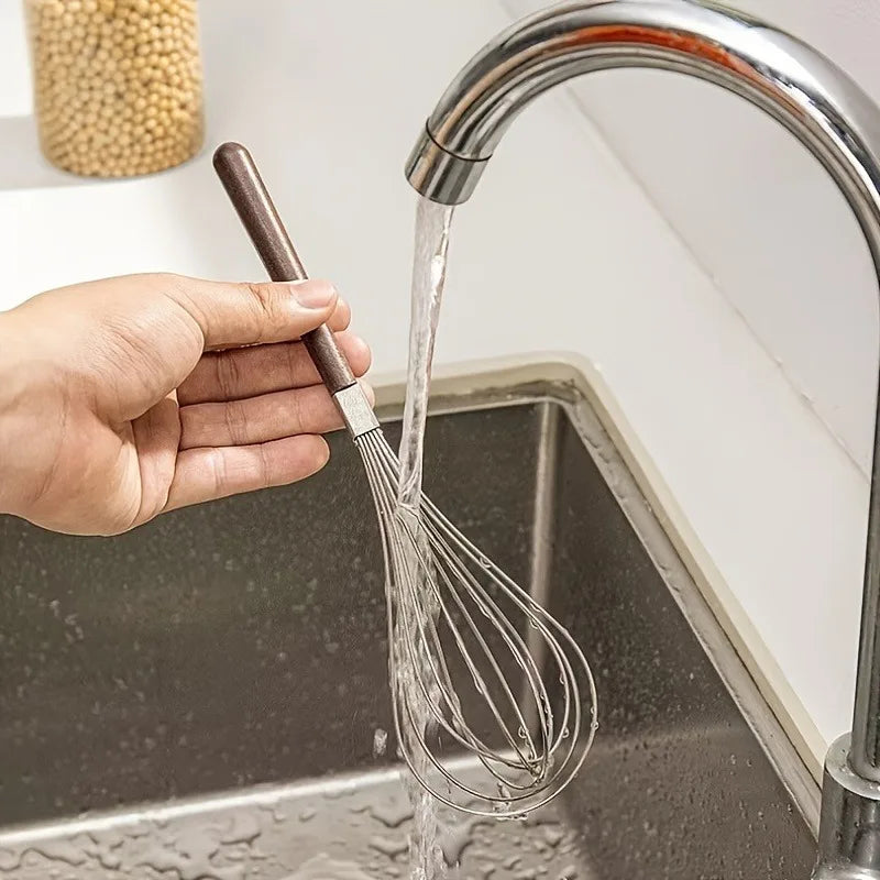 Stainless Steel Egg Beater | Manual Household Wooden Handle Mixer