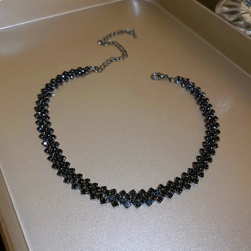 Simple Rhinestone Choker Necklace | Light Luxury Collarbone Chain for Women