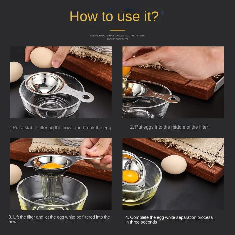 Stainless Steel Egg Yolk Separator | Kitchen Egg Divider Tool for Baking and Cooking