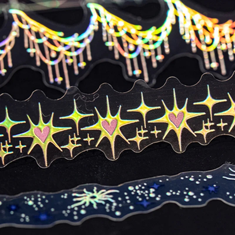 Mr.Paper 20pcs Starlight Series Laser Silver PET Stickers | Holographic Star Decor for Journals and DIY Crafts