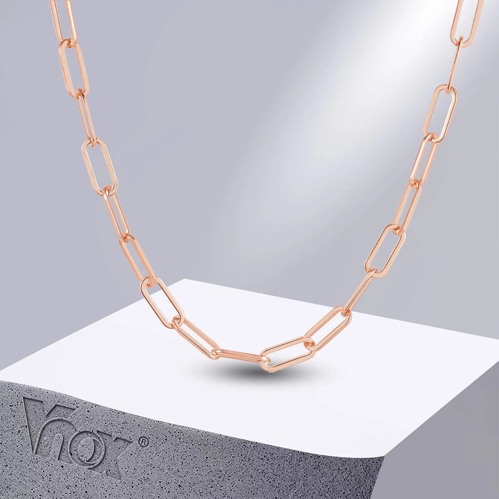 Rose Gold Paperclip Chain Necklace | Stainless Steel Rectangle Link Choker for Women