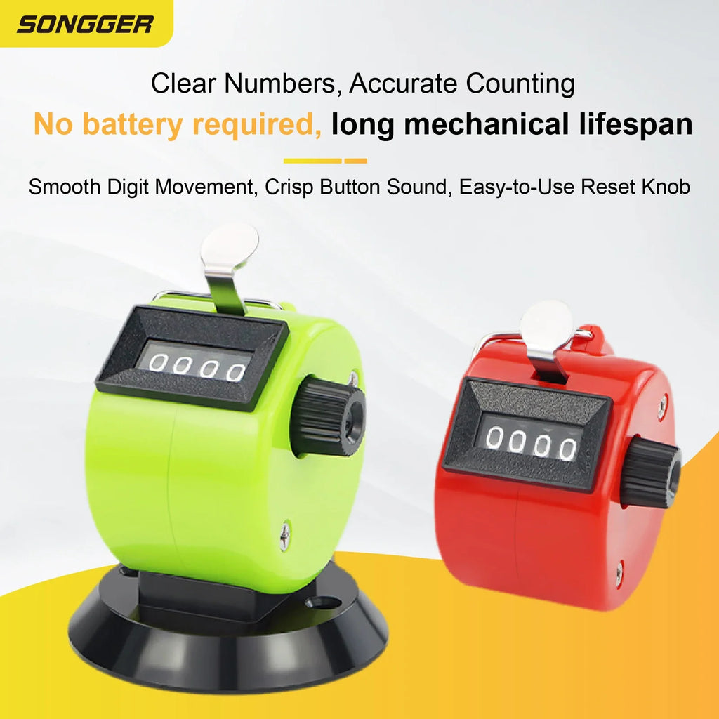 Manual Counter Mechanical Tally Handheld Rotary Clicker Counter | Resettable People Counting Tool