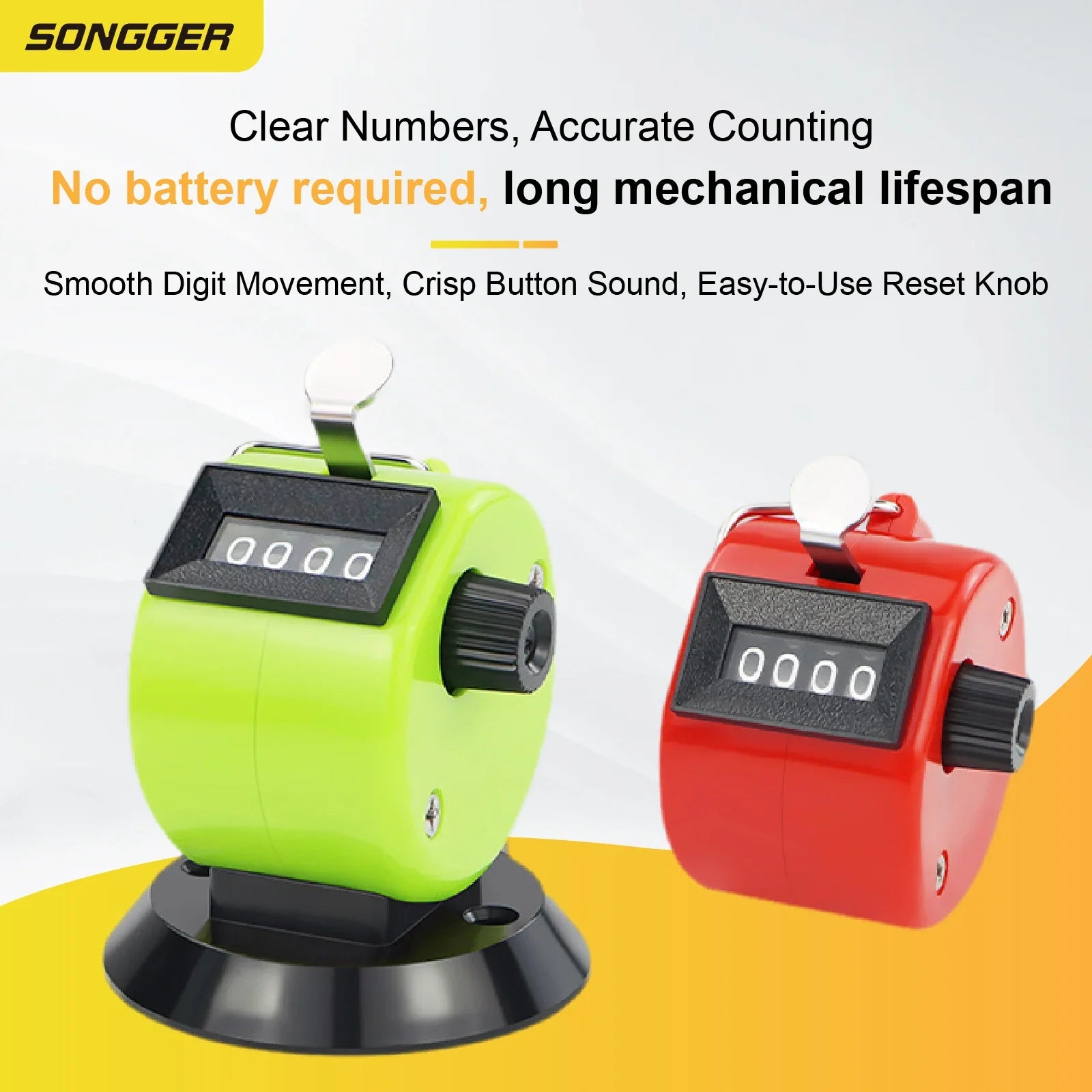 Manual Counter Mechanical Tally Handheld Rotary Clicker Counter | Resettable People Counting Tool
