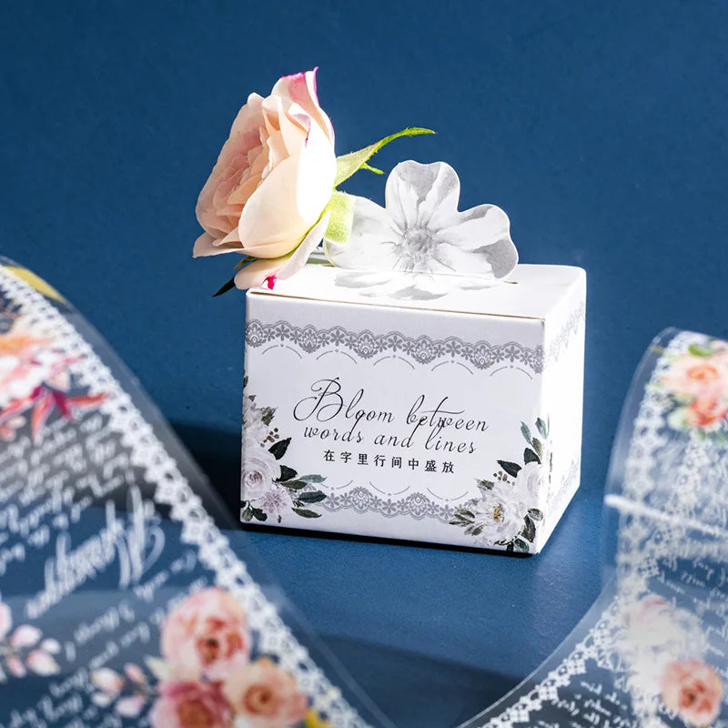6 Styles Decorative Lace Flower Tape Set | DIY Collage PET Stickers