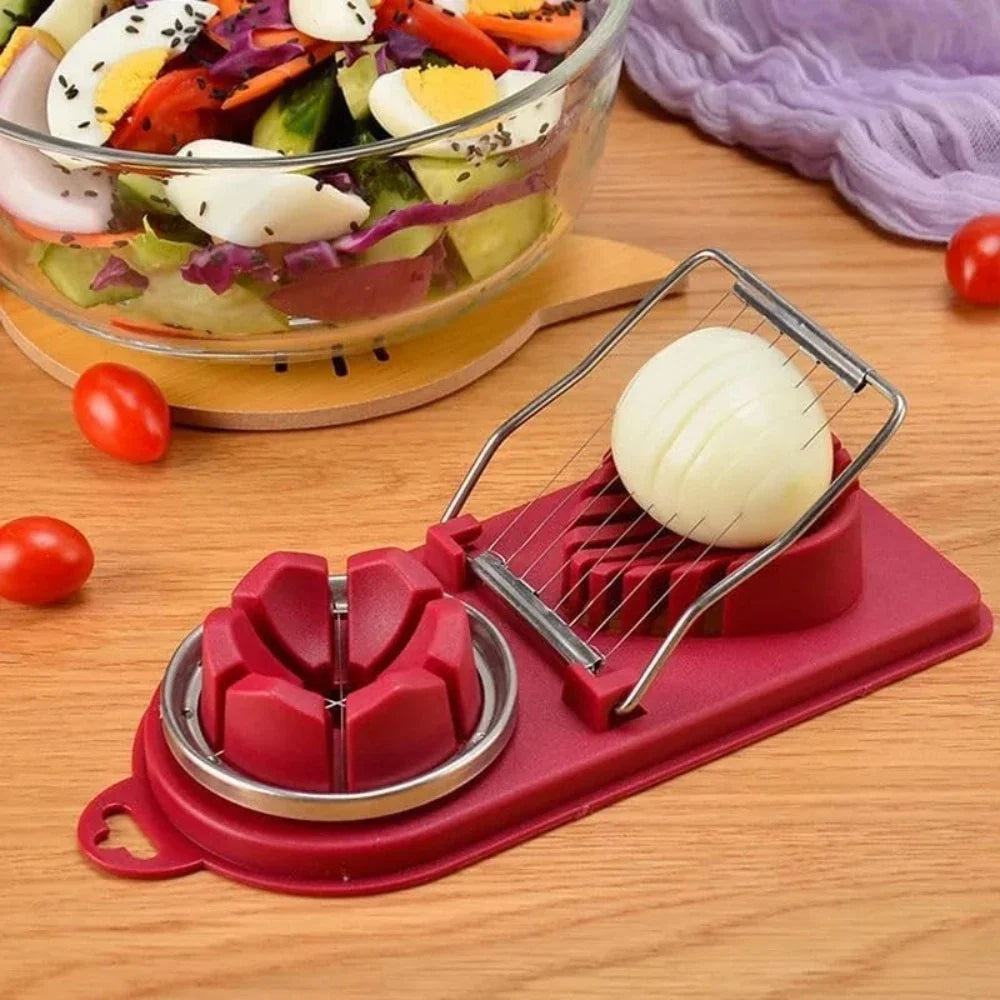 2 In 1 Egg Slicer Multifunctional Stainless Steel Egg Cutter | Kitchen Gadget for Slicing Eggs, Fruits, and Vegetables