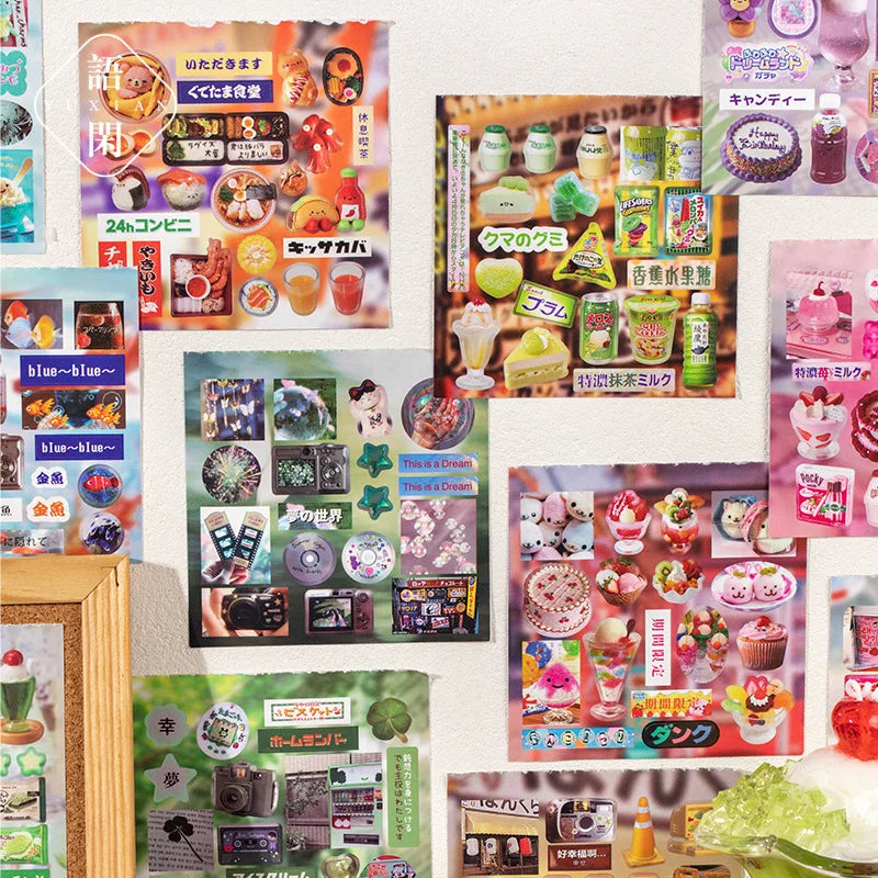 Mr. Paper Cute Foods Scrapbooking Sticker Book | Vintage Fruit Cake Sticker Set for DIY Crafts