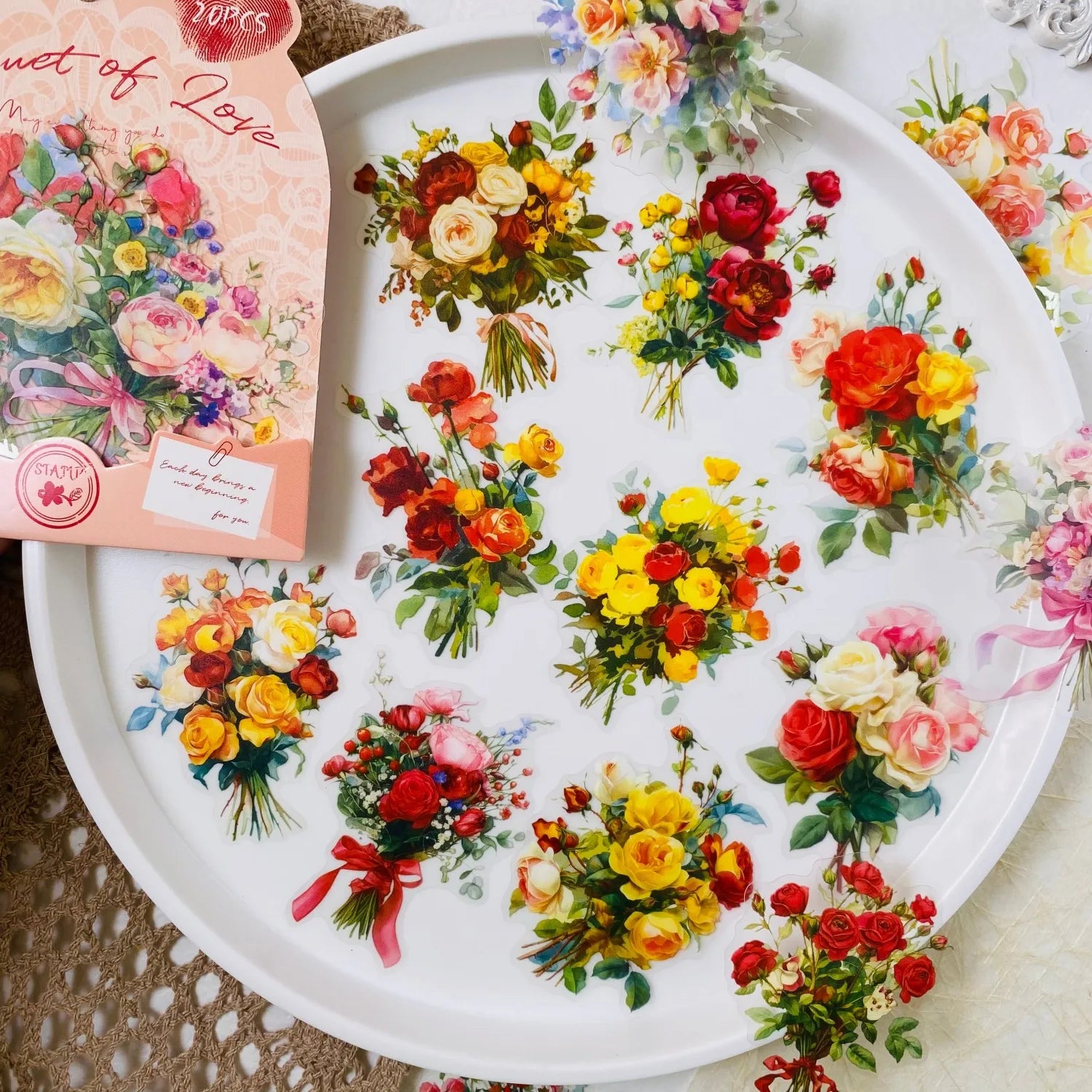 Vintage Floral PET Sticker Pack | 20 Transparent Decals for Junk Journaling