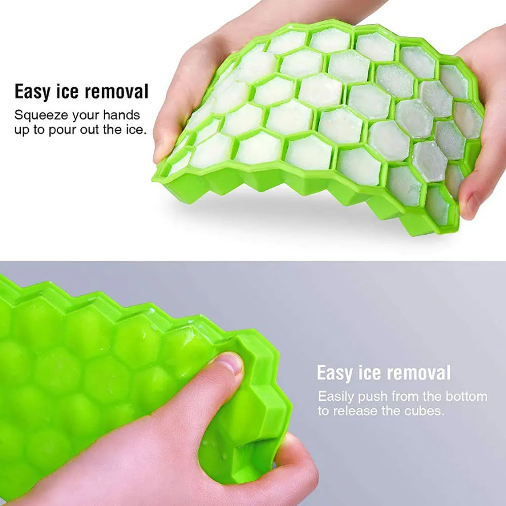 37 Grids Honeycomb Ice Cube Silicone Mold with Lid | Flexible Silicone Ice Tray for DIY Ice Making