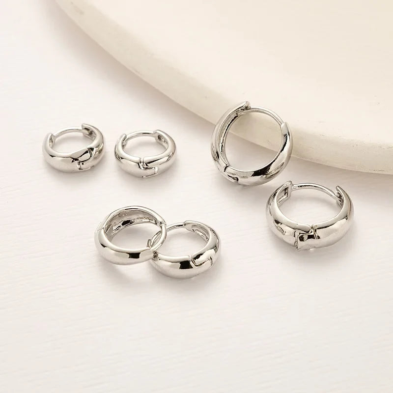 3/6Pcs Set Minimalist Gold Huggie Hoop Earrings | Trendy Metal Circle Earrings for Women and Men
