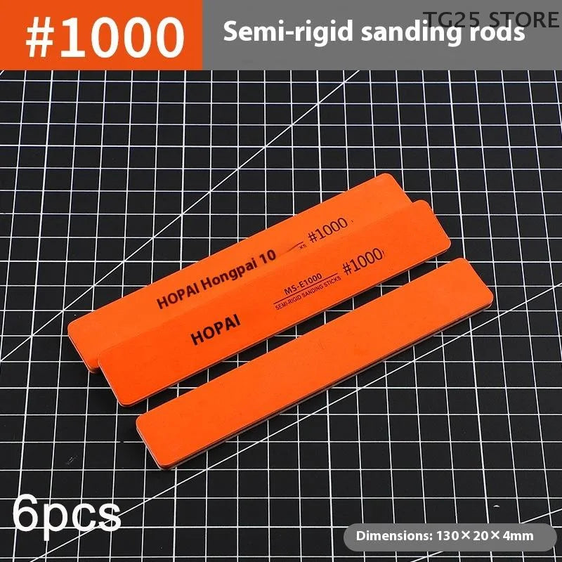 6pcs DIY Model Sanding Sticks Set | Semi-Rigid Polishing Rods for Plastic Models