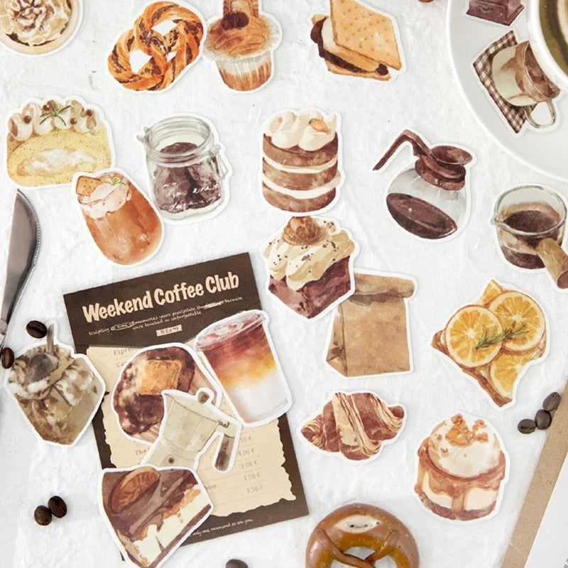 Mr.Paper Sweet Collection Washi Stickers | 50 Watercolor Food & Coffee Stickers for Journaling