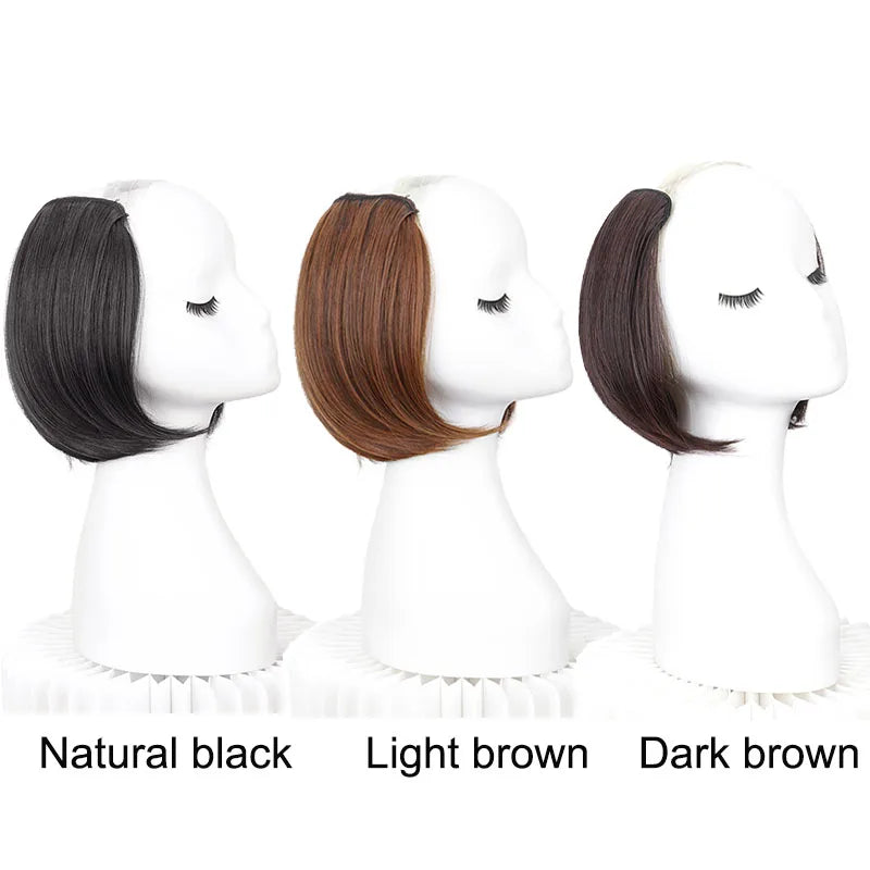 20/30cm Synthetic Straight Hair Extension with 4 Clips | V-Shaped Half Head Invisible Hairpiece