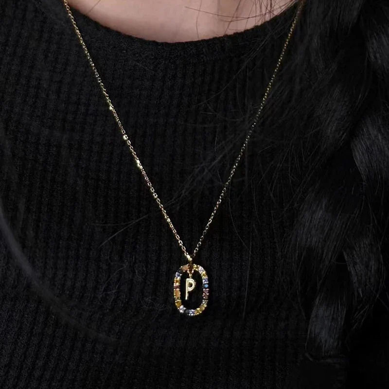 925 Sterling Silver Gold Initial Necklace | Personalized Letter Pendant with Zirconia