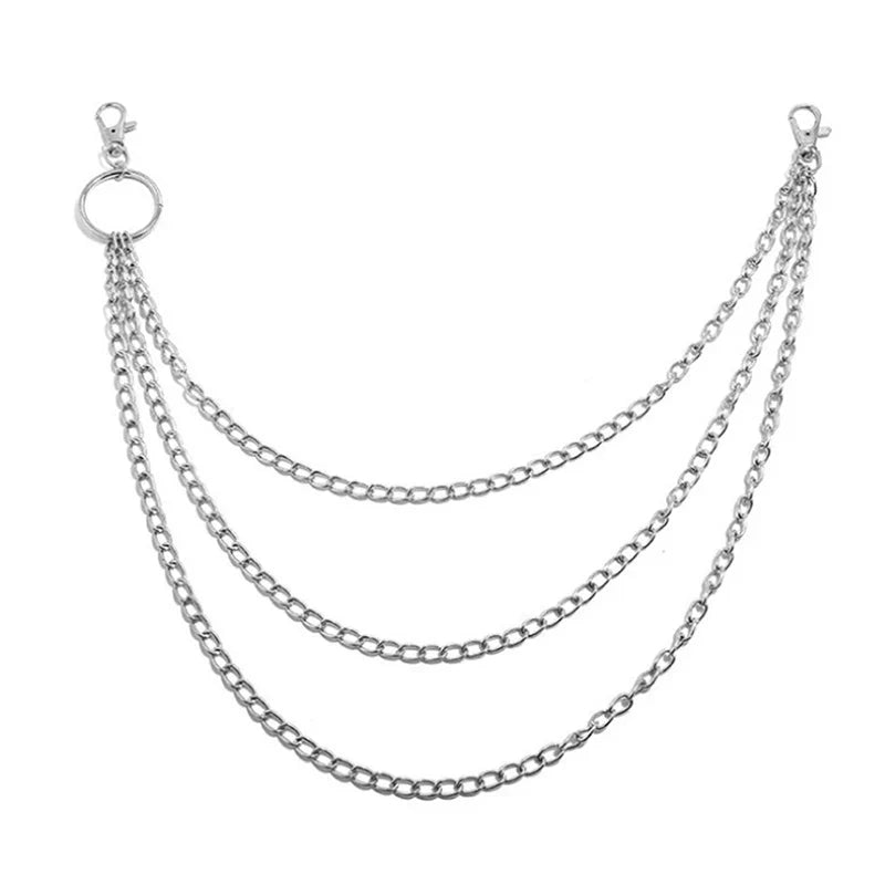 MAX-22 Punk Hip-Hop Metal Belt Chain | 2/3 Layer Long Waist Chain for Jeans