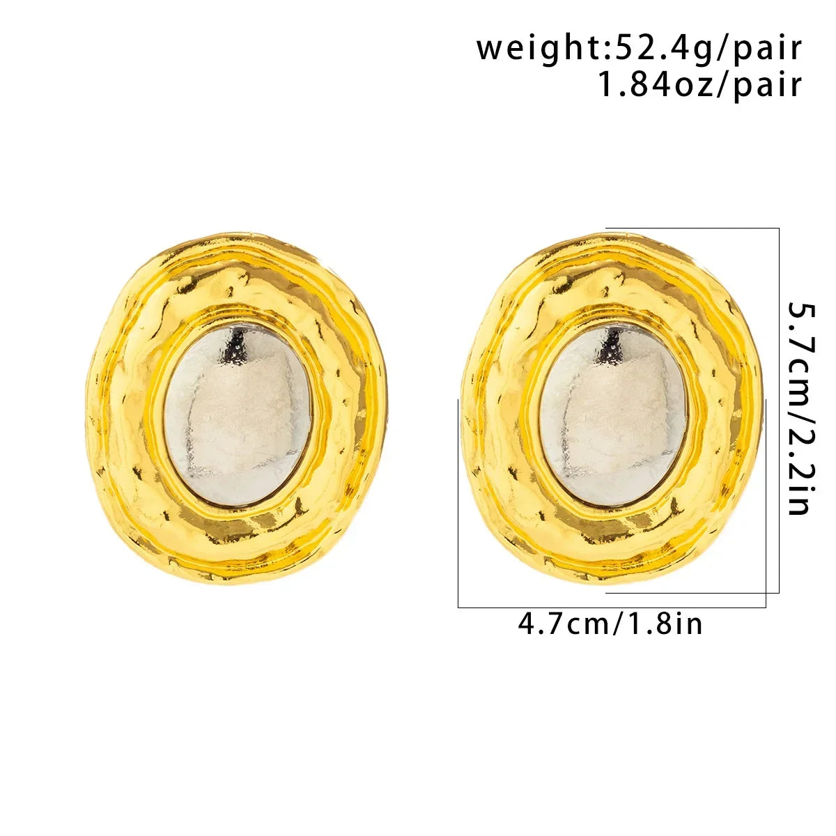 Oversize Glossy Round Circle Stud Earrings | Gold Plated Thick Hoop Jewelry
