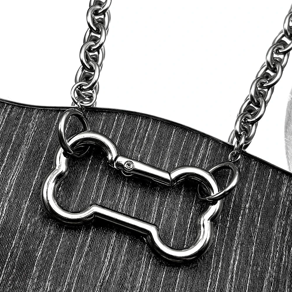 Punk Dog Bone Pendant Necklace | Stainless Steel Silver Goth Choker