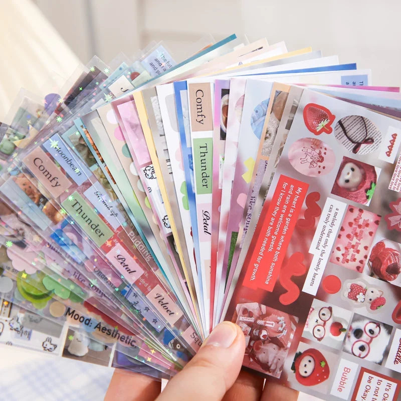 30 Sheets Vintage Retro Memo Sticker Book | Dual Texture Die-Cut Stickers for DIY Crafts