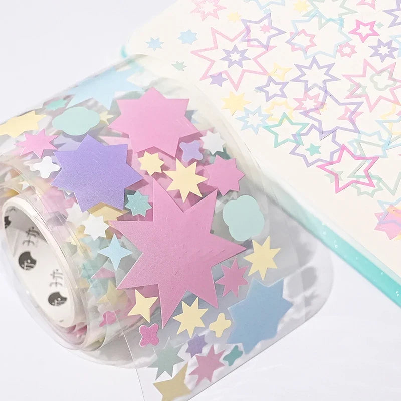 Colorful Star and Heart Die-Cut Stickers | Multi-Layer Hollow Decorative Journal Stickers