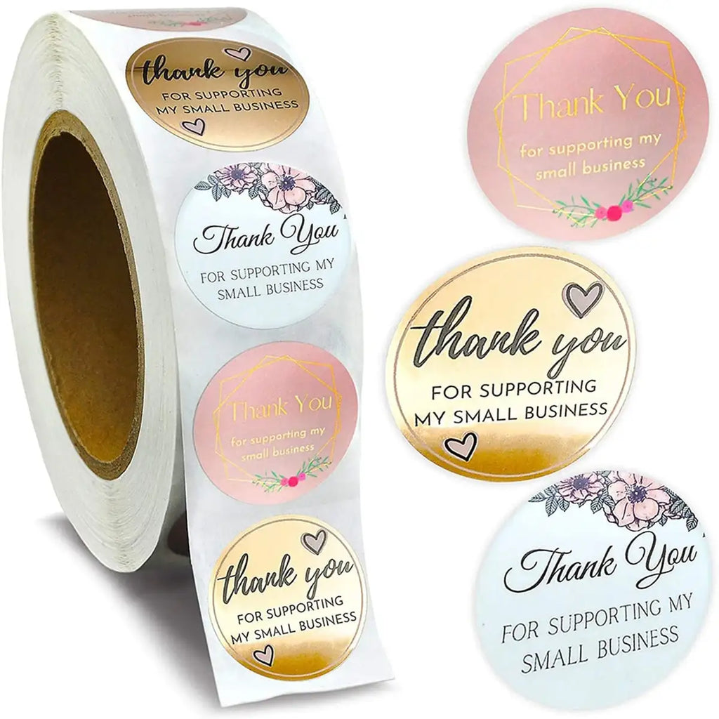 500pcs Thank You Stickers for Small Business | Floral Gift Packaging Seal Labels
