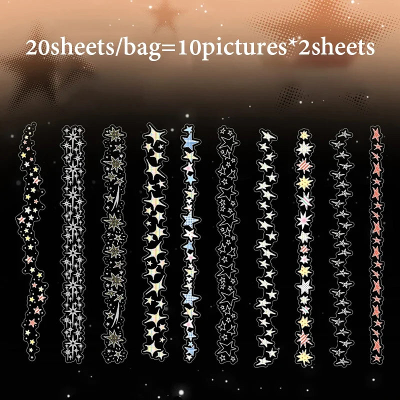 Mr.Paper 20pcs Starlight Series Laser Silver PET Stickers | Holographic Star Decor for Journals and DIY Crafts