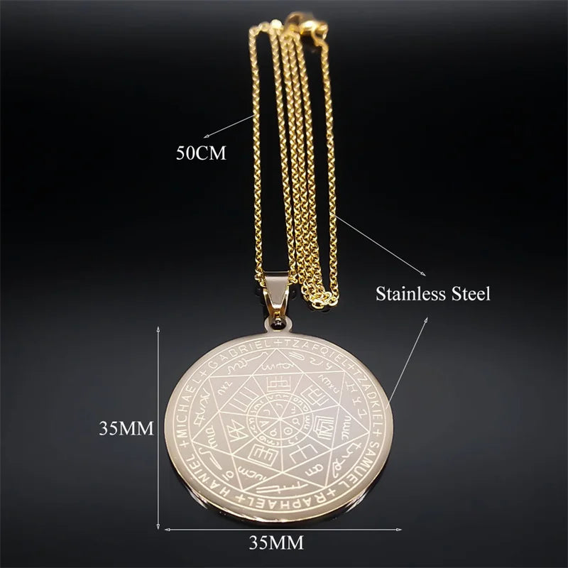 Seal of Seven Archangels Medal Necklace | Stainless Steel Protection Jewelry