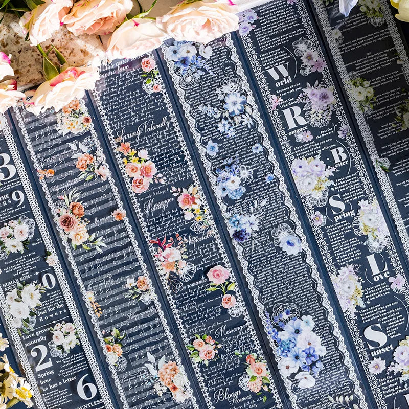 6 Styles Decorative Lace Flower Tape Set | DIY Collage PET Stickers