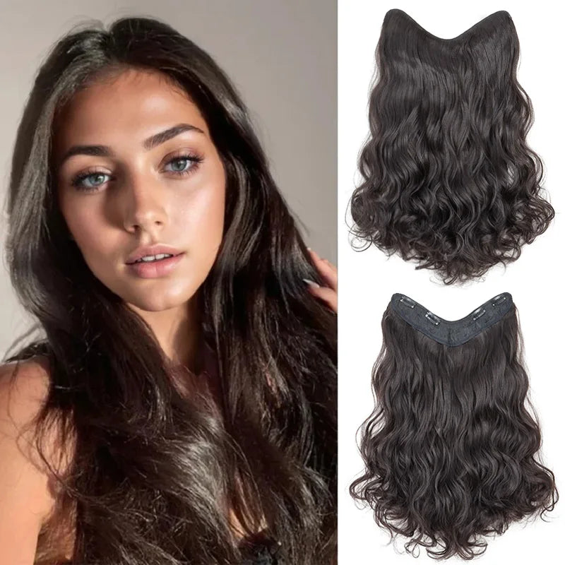 20Inch Synthetic Wavy Curly Clip in Hair Extensions | Heat Resistant Black Blonde Hairpiece for Women