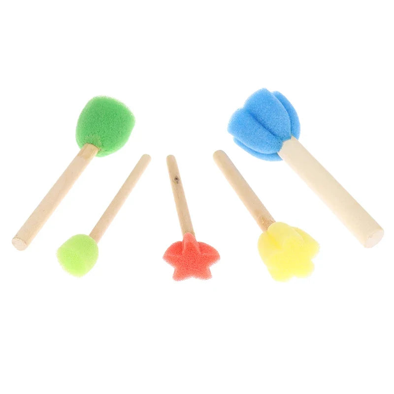 Kids Toddler Sponge Stamp Brush Set | Flower Drawing Toys for Children Paint Art