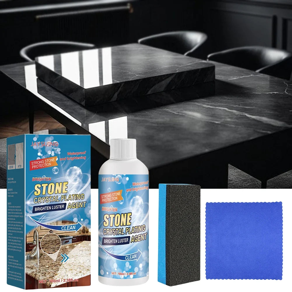Stone Crystal Plating Agent with Sponge and Towel | Marble Nano Polishing Liquid