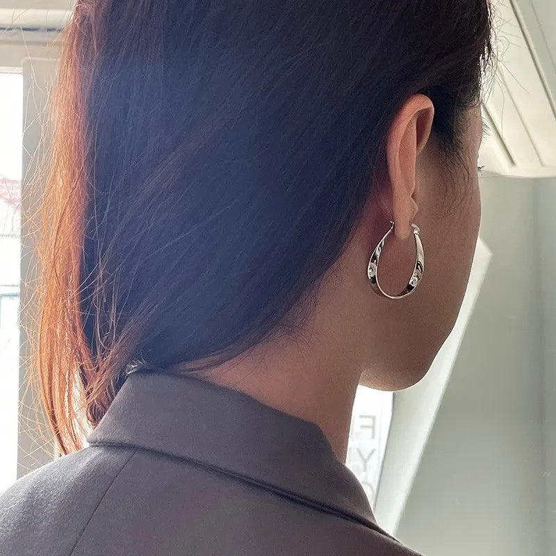 Geometric Twisted Hoop Earrings | Niche Design Statement Jewelry for Women