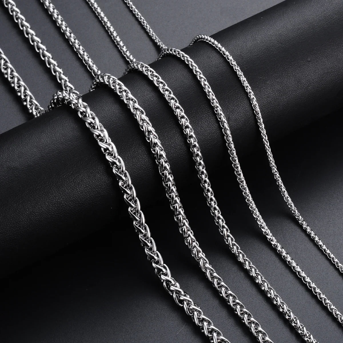 Stainless Steel Keel Link Chain Necklace | Braided Wheat Chain for Men Women