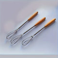 1pc/3pcs Set of Whisks with Solid Wood Handles | Stainless Steel Kitchen Whisk and Cream Mixer