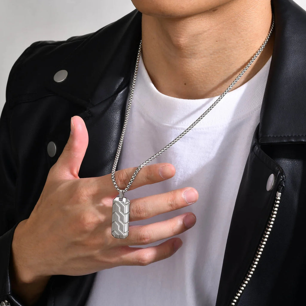 Small Dog Tag Pendant Necklace | Military Style Stainless Steel Gift for Men
