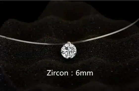 1ct Moissanite Diamond S925 Sterling Silver Invisible Transparent Fishing Line Clavicle Chain Necklace Women's Jewelry