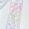 1pc Korean Cute Sticker Kawaii Bling Bunny Rainbow Four-leaf Pudding Sticker Waterproof Hot Silver Sticker for Student DIY Photo