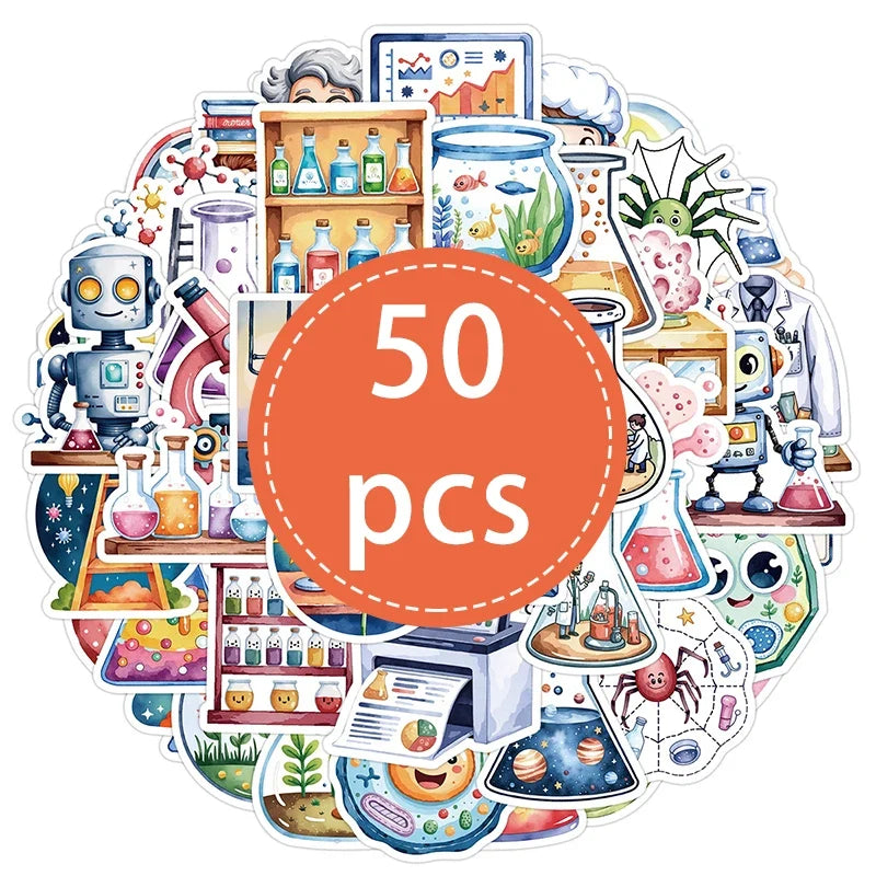 50PCS Natural Sciences Stickers Pack | Chemistry, Biology, Physics Decor for Classroom