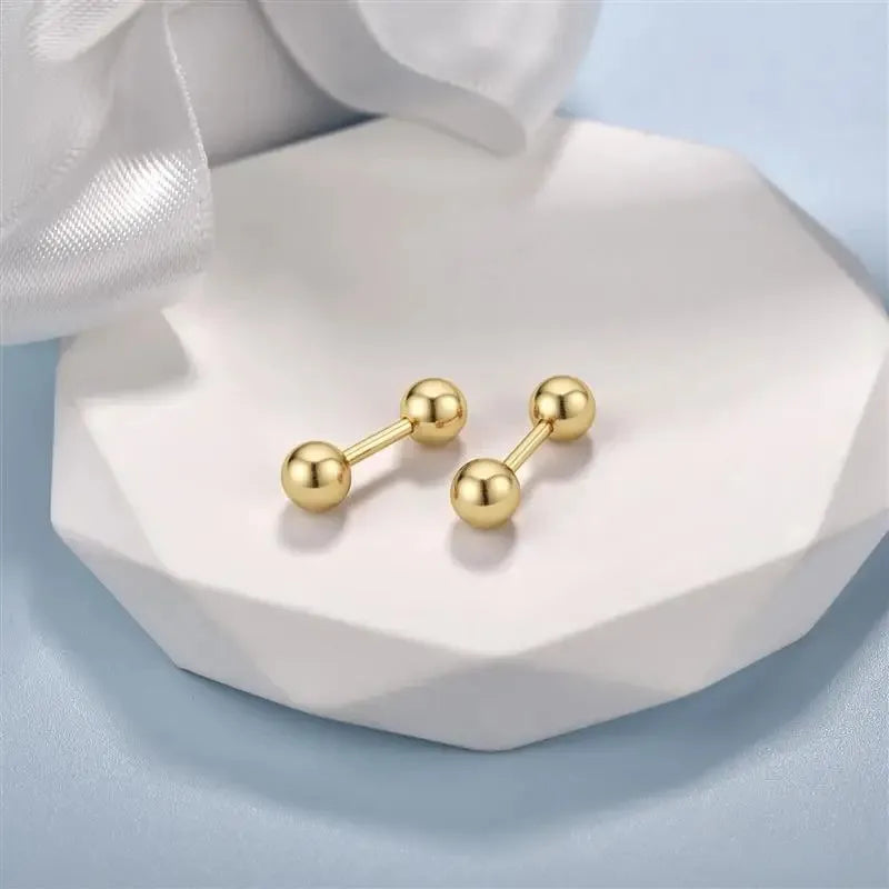 Stainless Steel Screwback Stud Earrings | 16G Small Ball Piercing Jewelry Set