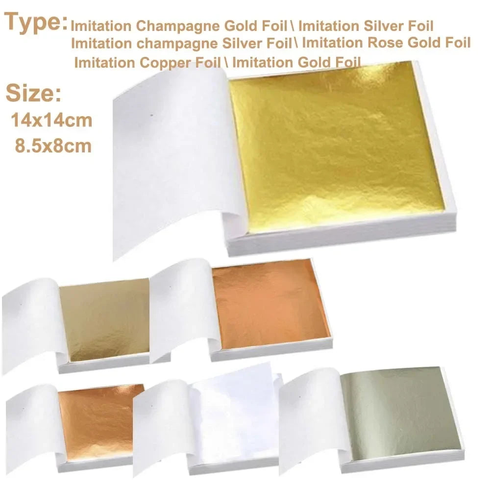 Imitation Gold Leaf Sheets for Crafts | 100pcs Metallic Foil Paper