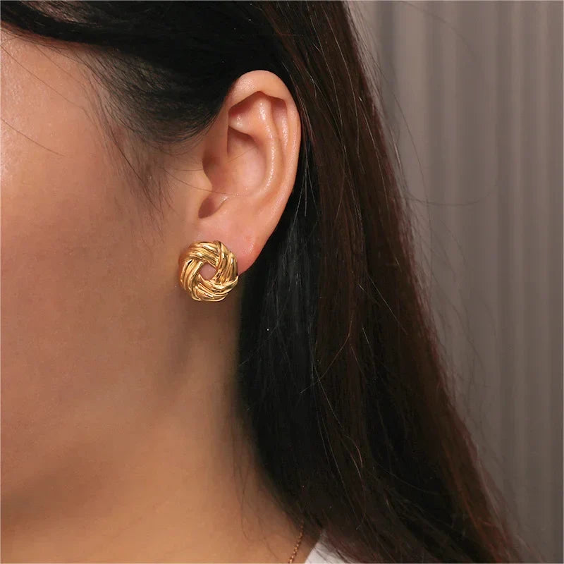 LUXUKISSKIDS Fairy Flower Earrings Stud | Gold-Plated Stainless Steel Piercing Jewelry for Women