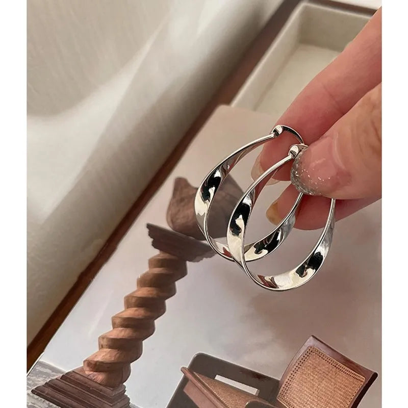 Geometric Twisted Hoop Earrings | Niche Design Statement Jewelry for Women