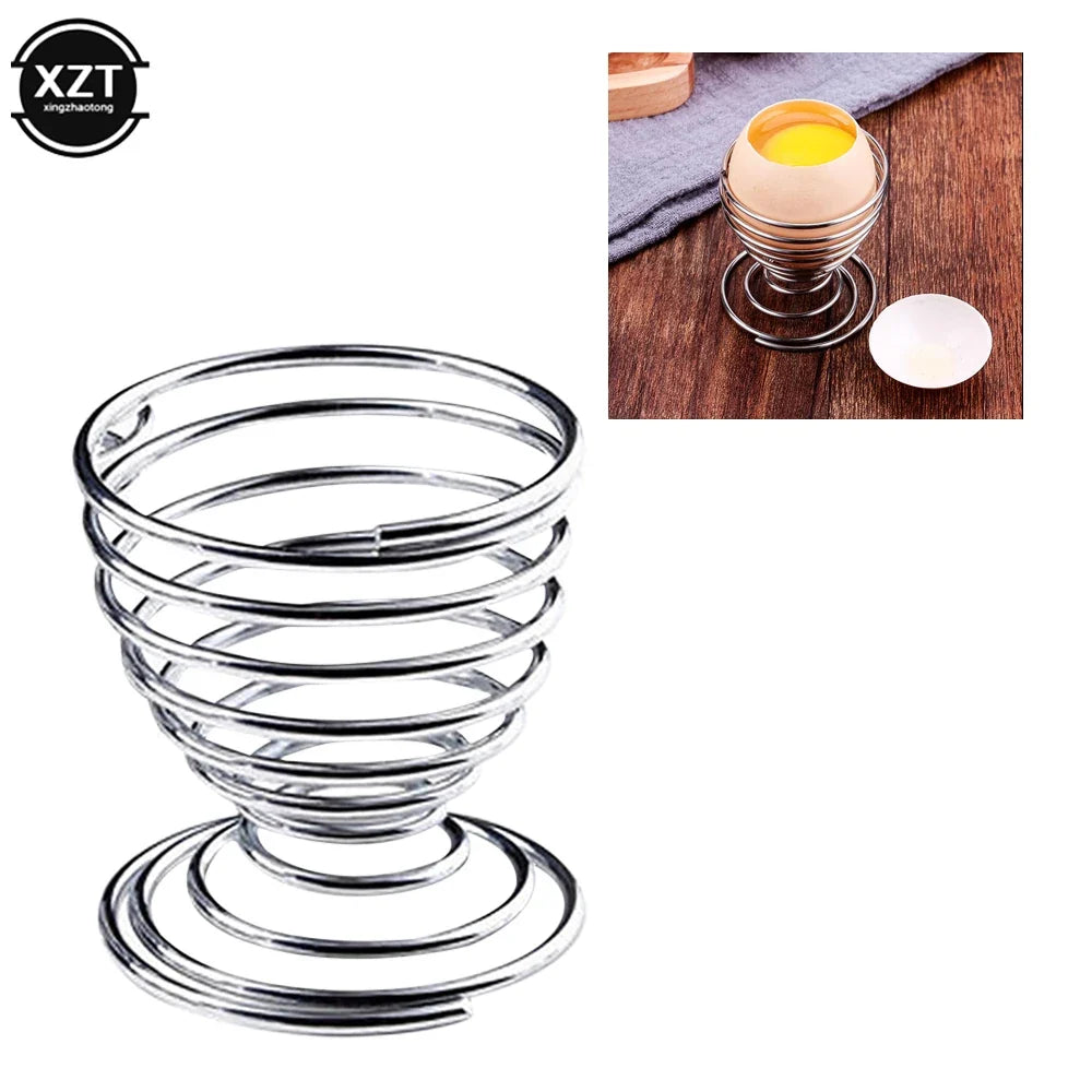 2PCS Spiral Egg Holder for Hard Boiled Eggs | Stainless Steel Egg Cup Kitchen Gadget