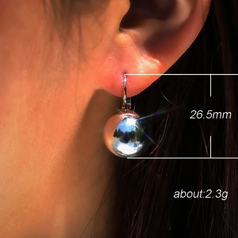 Smooth Ball Drop Earrings for Women | Creative Gold White Rosegold Dangle Jewelry