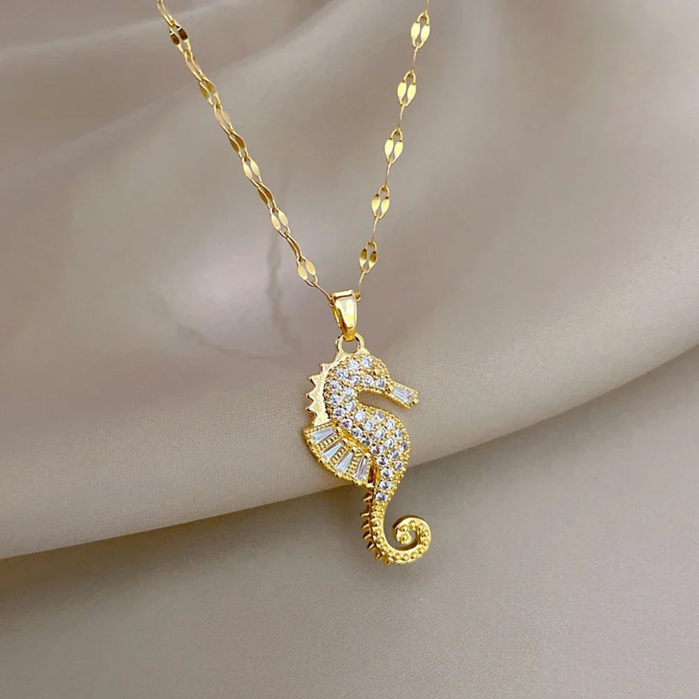 Seahorse Pendant Necklace | Light Luxury Niche Jewelry for Women