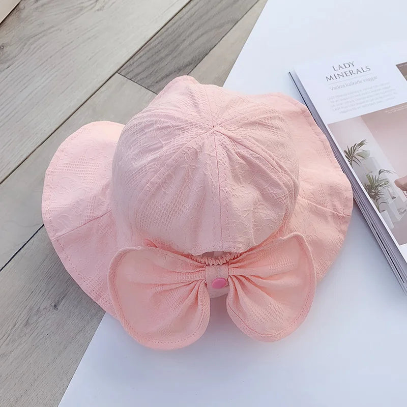 Sweet Baby Summer Hat for Girls | Cotton Fruit Print Kids Bucket Hat with Bowknot