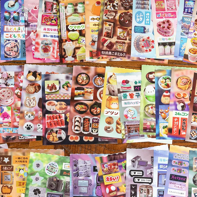 Mr. Paper Cute Foods Scrapbooking Sticker Book | Vintage Fruit Cake Sticker Set for DIY Crafts