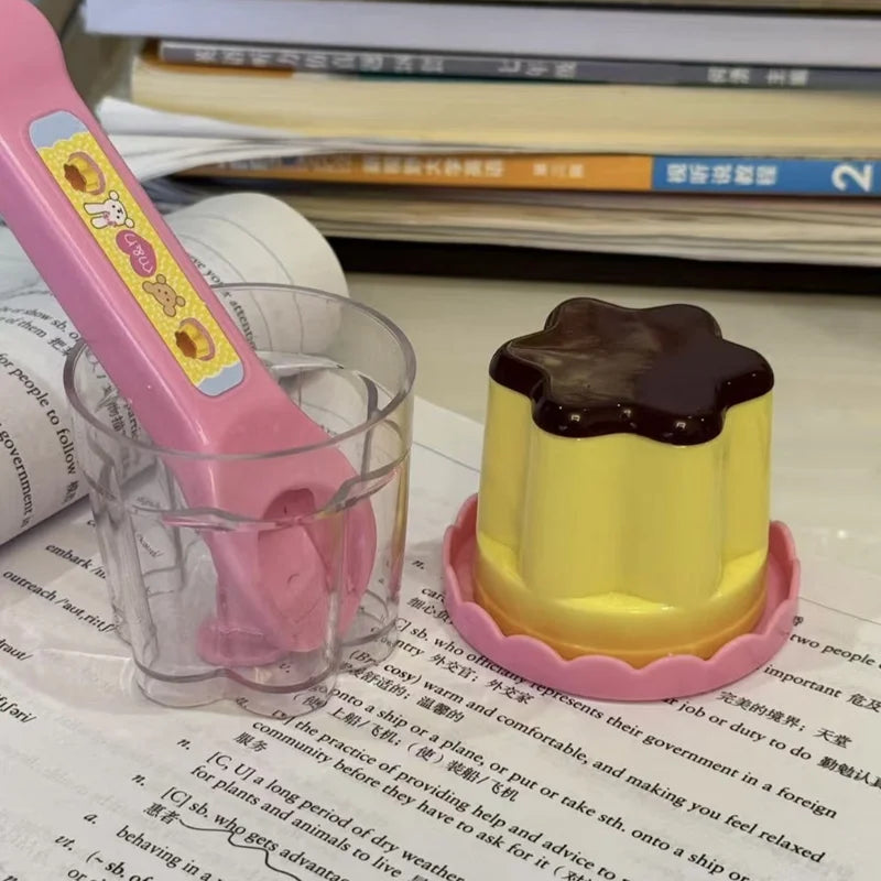 Feeding Pudding Set | Cute Pink Jelly Strawberry Desktop Ornament Toy