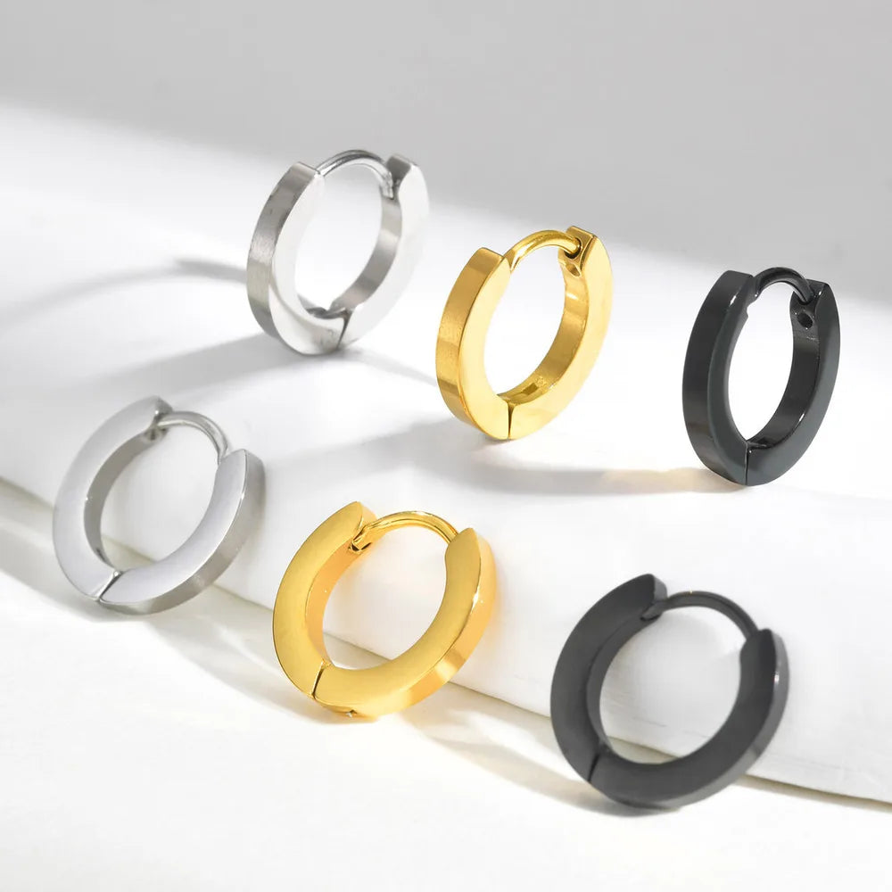 Vnox Small Hoop Huggie Earrings | Glossy Stainless Steel Minimalist Earrings for Women and Men